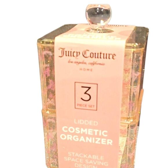 Juicy Couture Home Butterflies Juicy Logo Lidded Cosmetic Organizer 3-PC Set - Picture 9 of 12